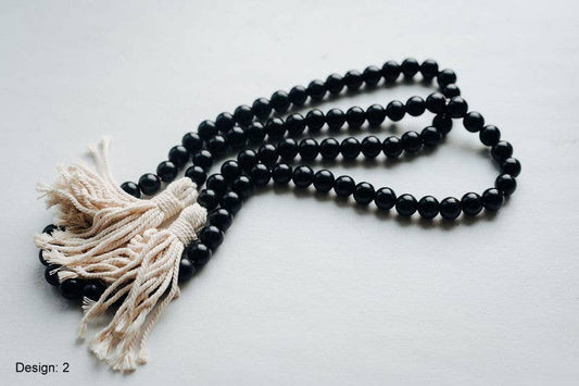 Eco-friendly Black Wood Bead Garland with Tassels